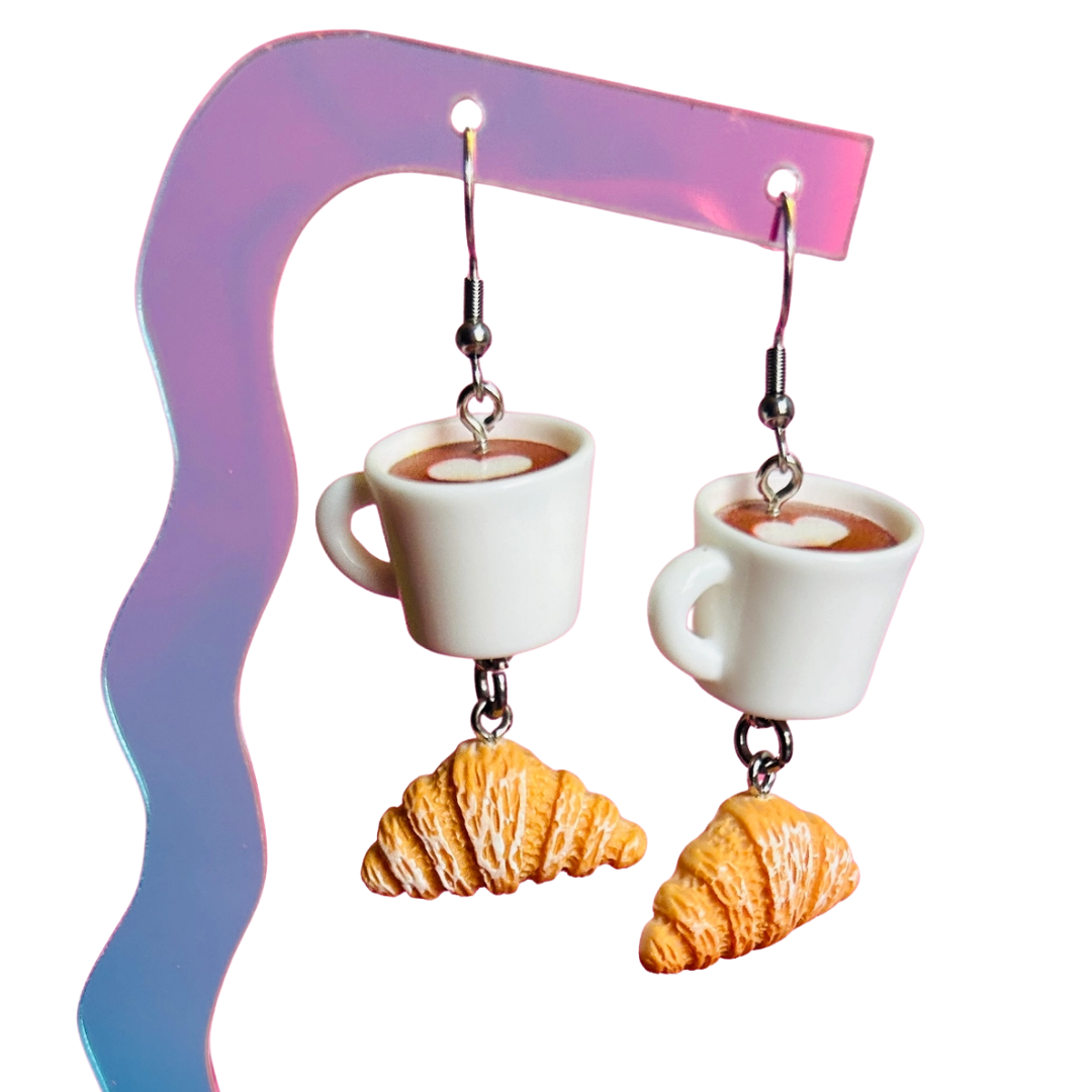 Coffee and Croissant Earrings