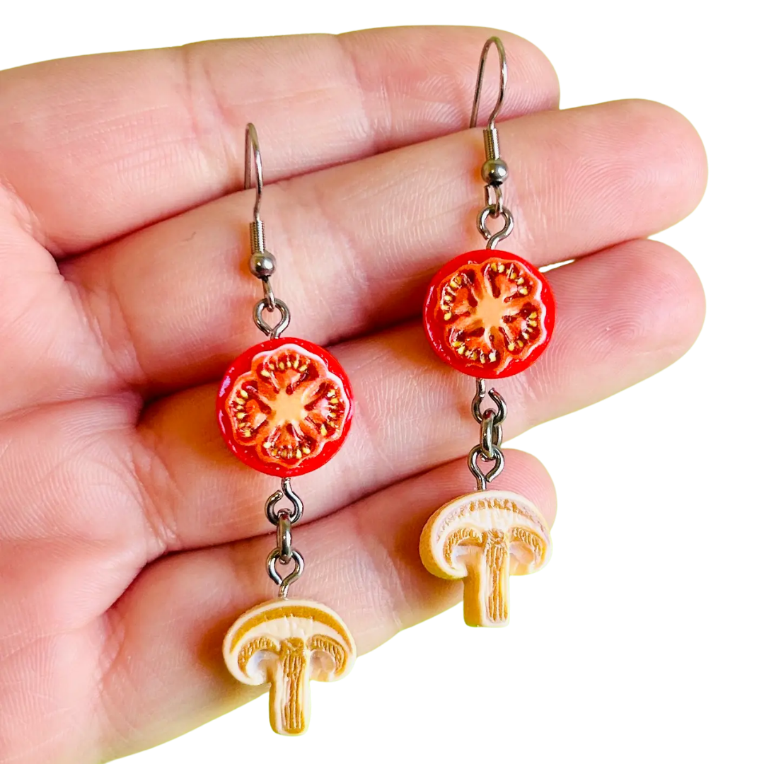 Tomato and Mushroom Earrings