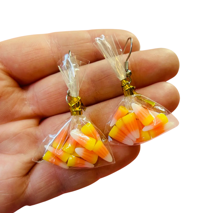 Candy Corn In Bag Earrings