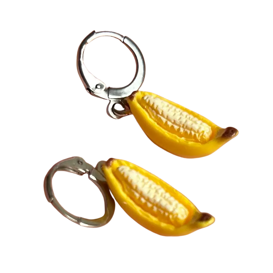 Tiny Banana Hoop Earrings