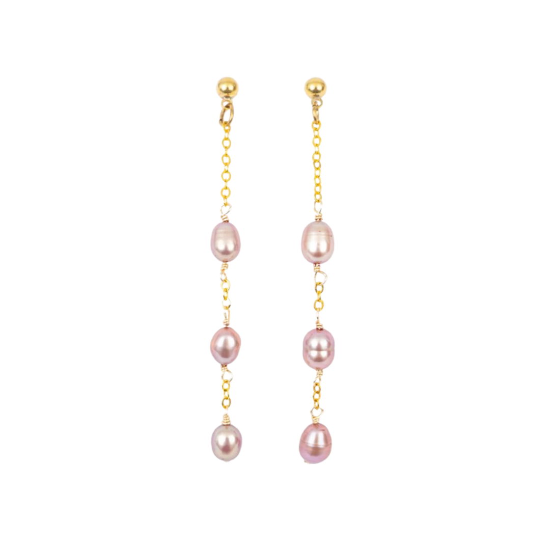 Pink Pearl Strand Earrings