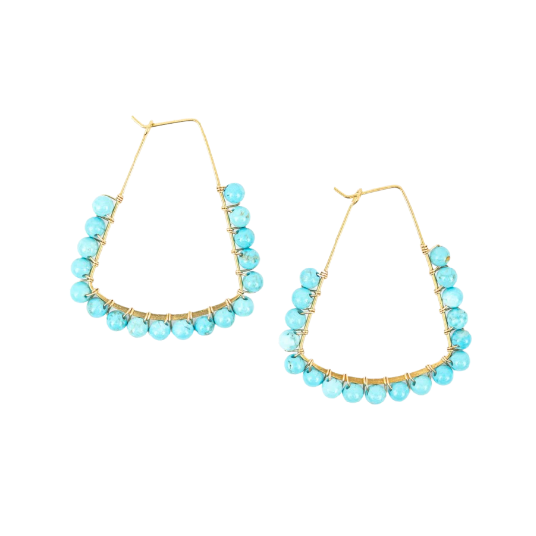 Turquoise Triangle Hoop Earrings