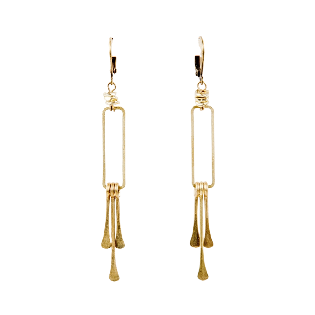 Rectangle Dangle Fringe Earrings