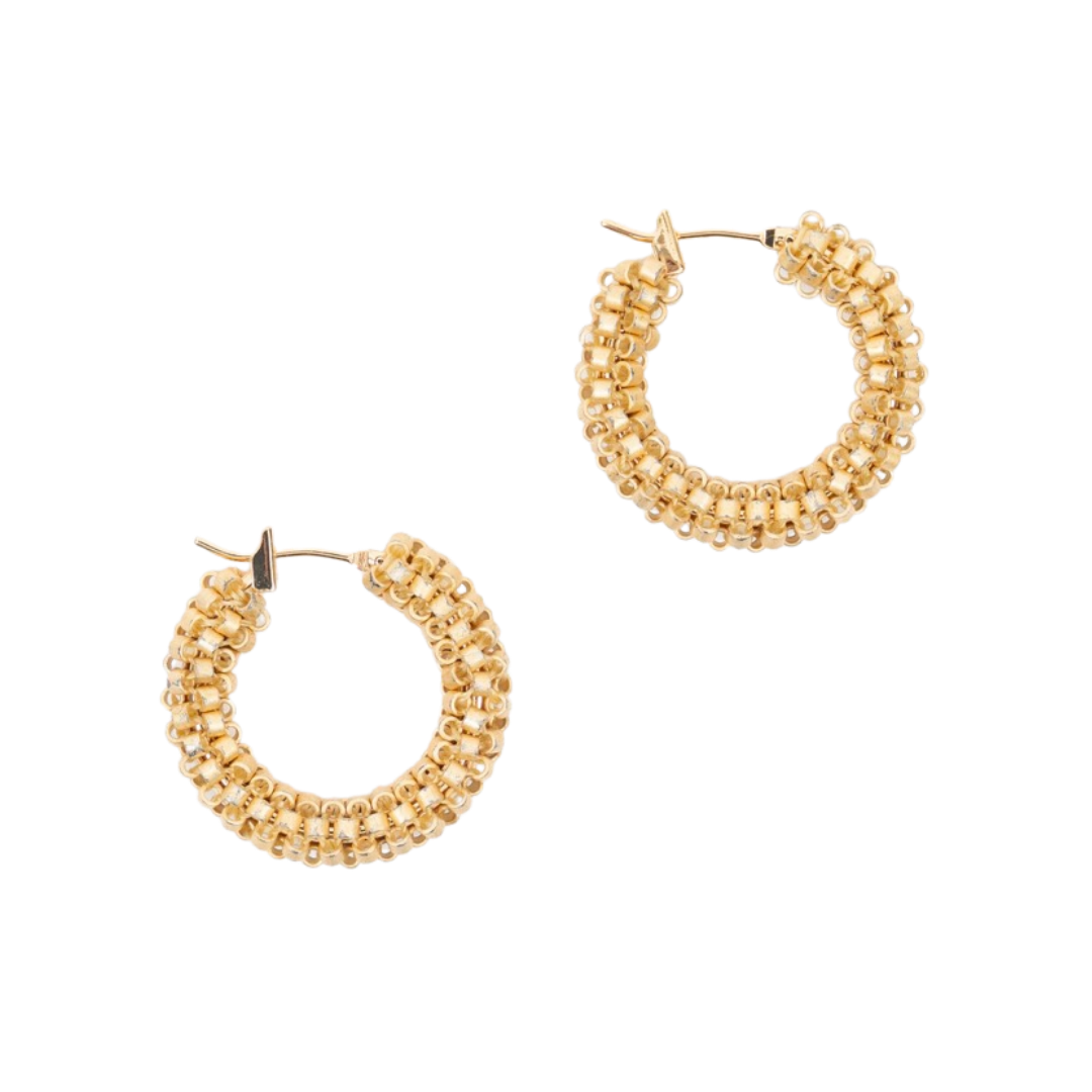Gold Delica Small Beaded Hoop Earrings