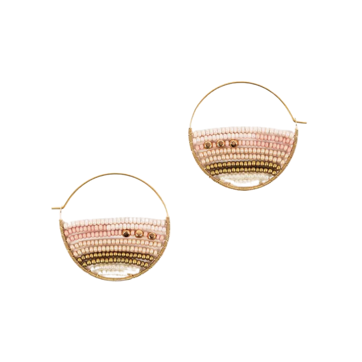 Layered Stripes Bead Hoop Earrings