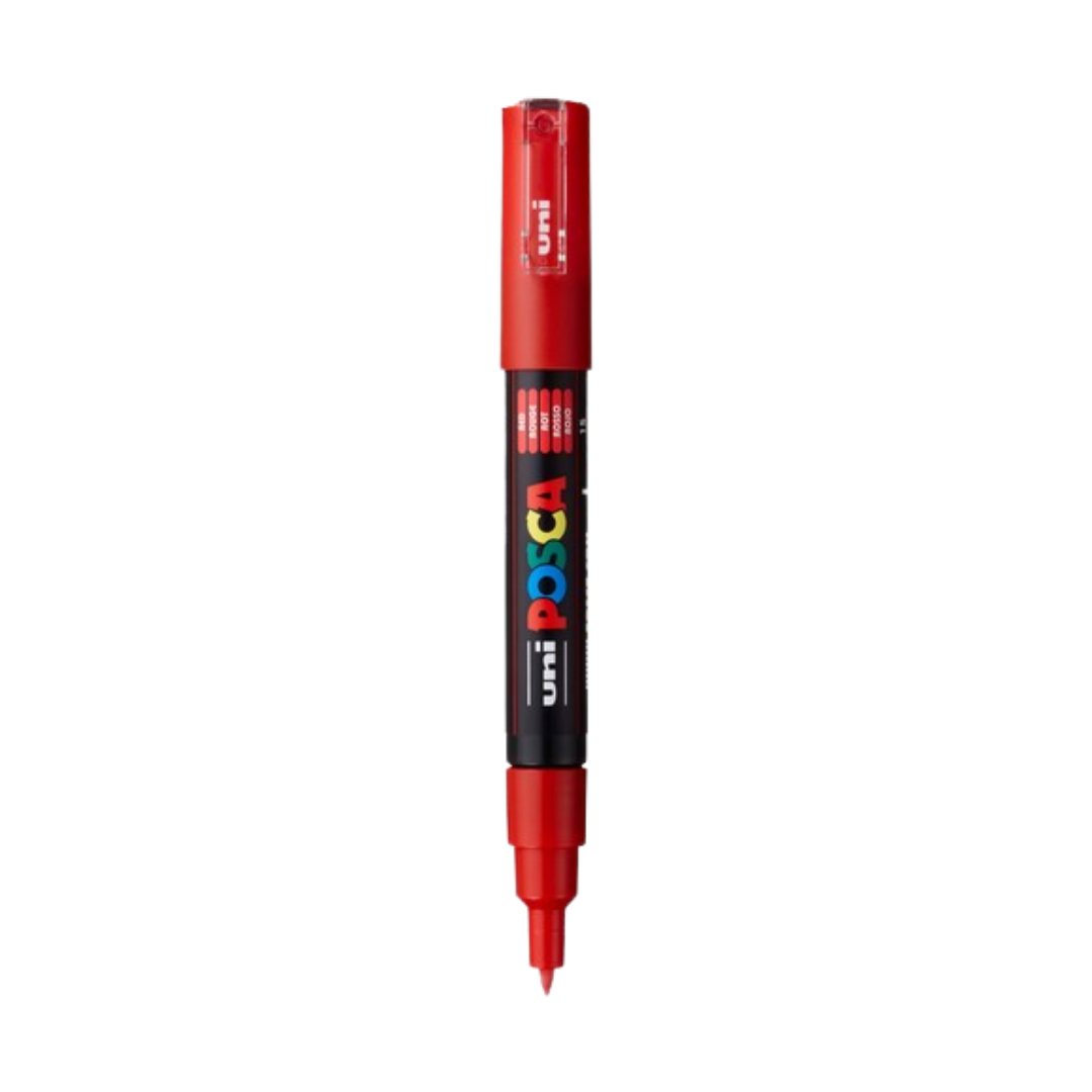 POSCA PC-1M Acrylic Paint Marker – Extra-Fine Tapered Bullet Tip Red