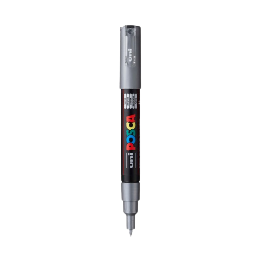 POSCA PC-1M Acrylic Paint Marker – Extra-Fine Tapered Bullet Tip Silver
