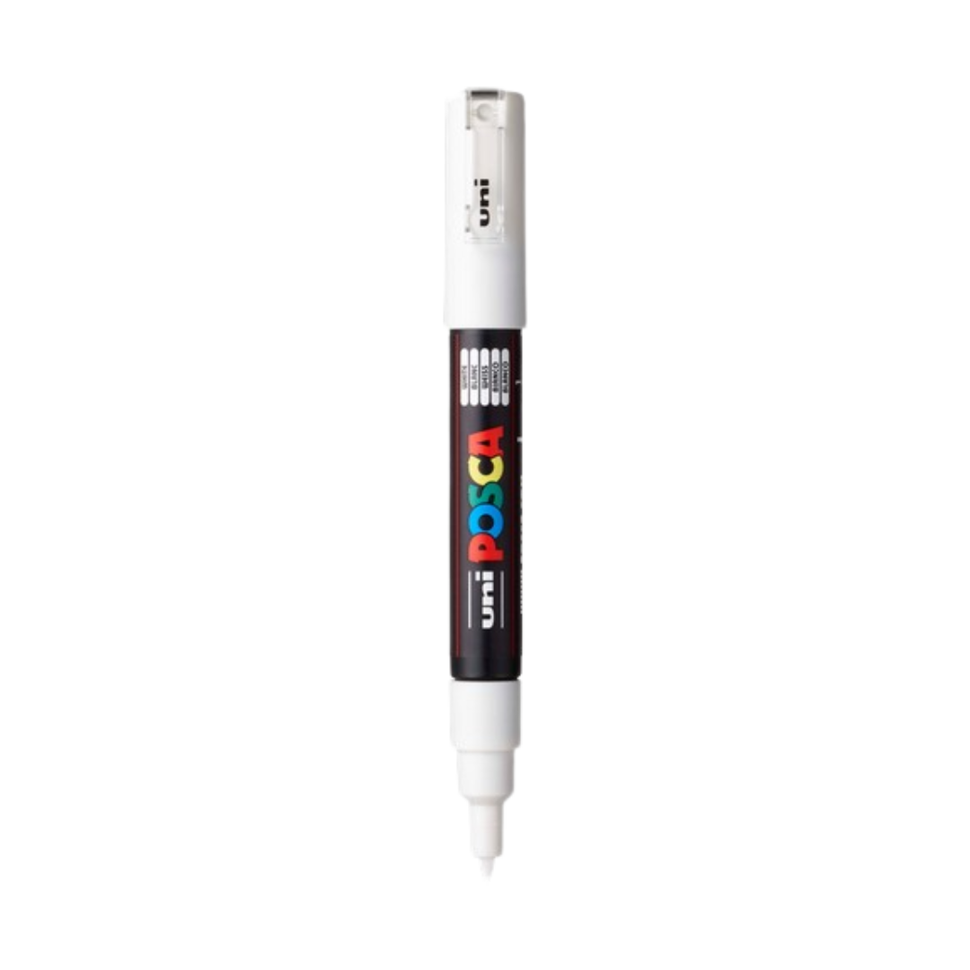 POSCA PC-1M Acrylic Paint Marker – Extra-Fine Tapered Bullet Tip White