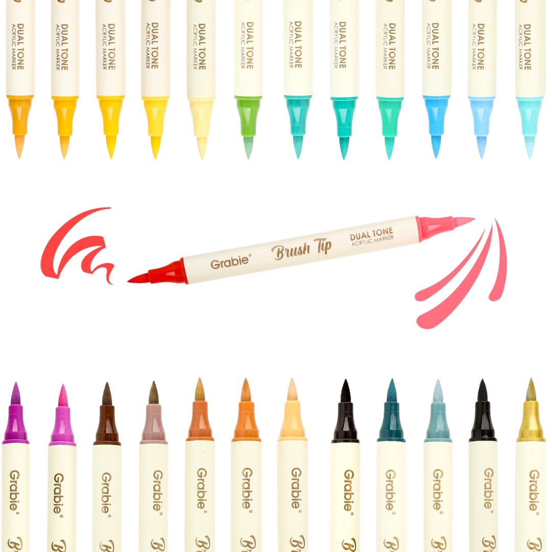 Dual Tone Brush Tip Acrylic Paint Marker Set of 36