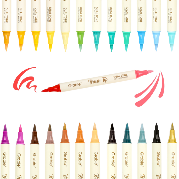 Dual Tone Brush Tip Acrylic Paint Marker Set of 36