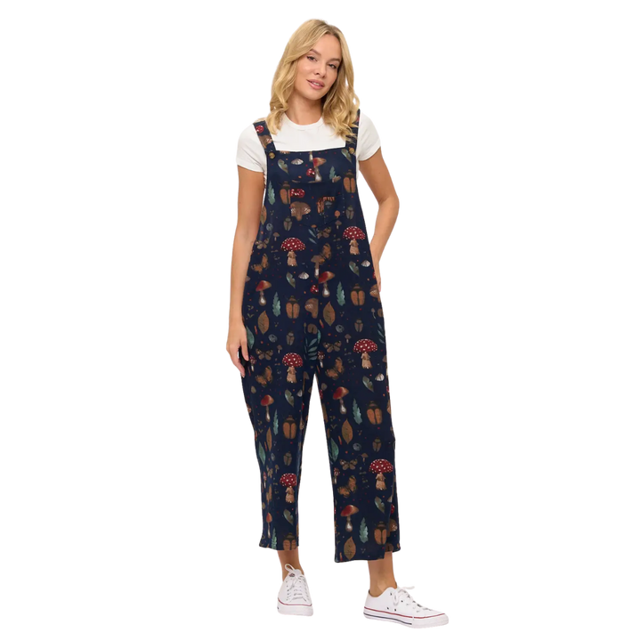 Mushrooms and Bugs Print Overalls