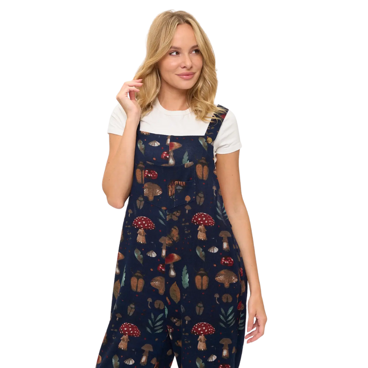 Mushrooms and Bugs Print Overalls