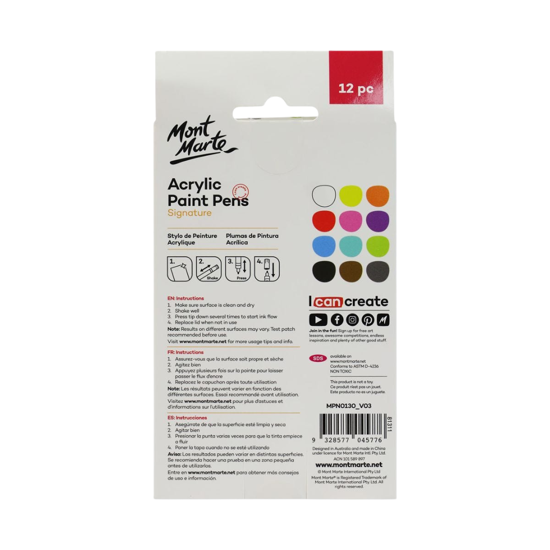Acrylic Paint Pens Signature Broad Tip 3mm (0.12in) 12pc