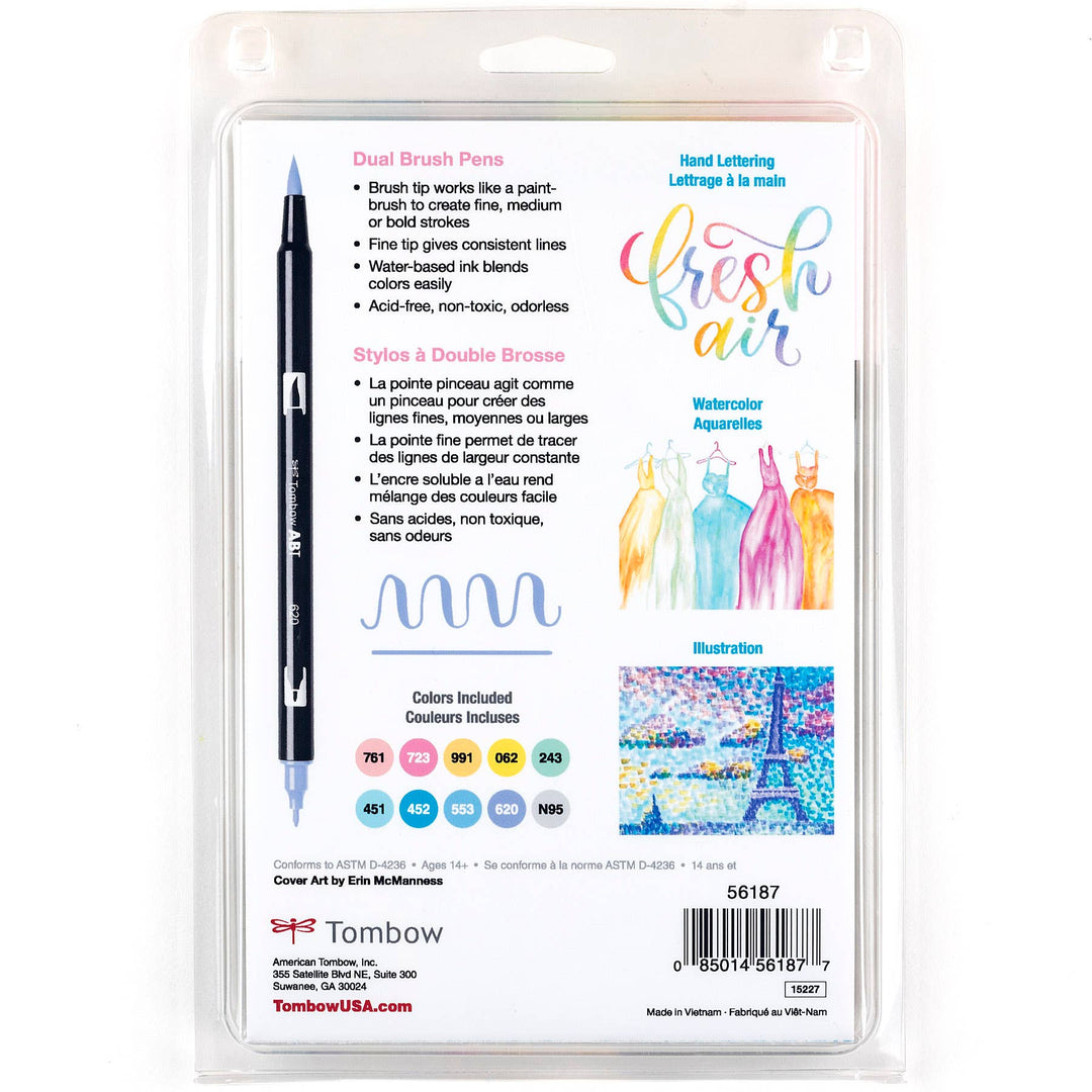 Dual Brush Pen Art Markers: Pastel - 10-Pack