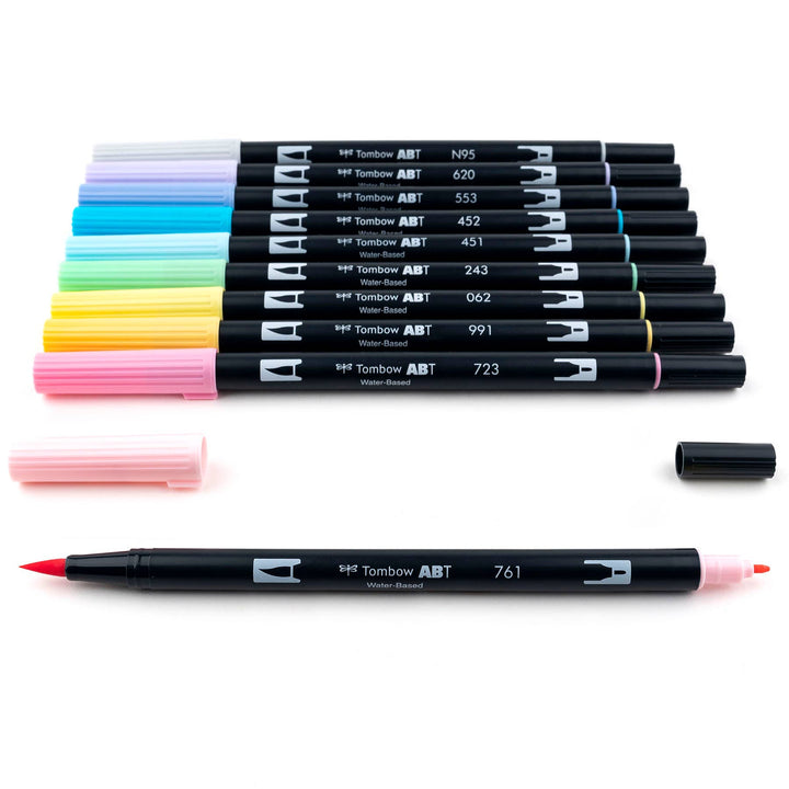 Dual Brush Pen Art Markers: Pastel - 10-Pack