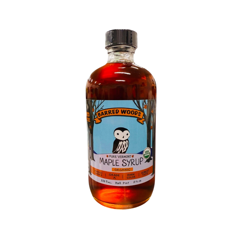 Glass Bottle of Pure Vermont Organic Maple Syrup - Half Pint