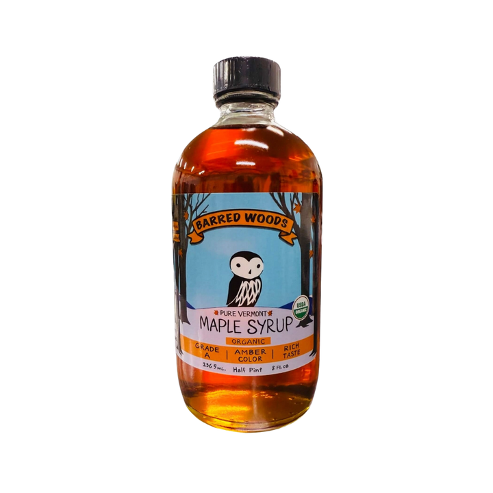 Glass Bottle of Pure Vermont Organic Maple Syrup - Half Pint