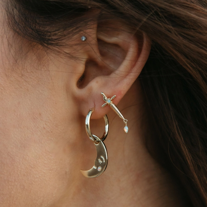 You are My Moonlit Secret Moon Hoop Earrings
