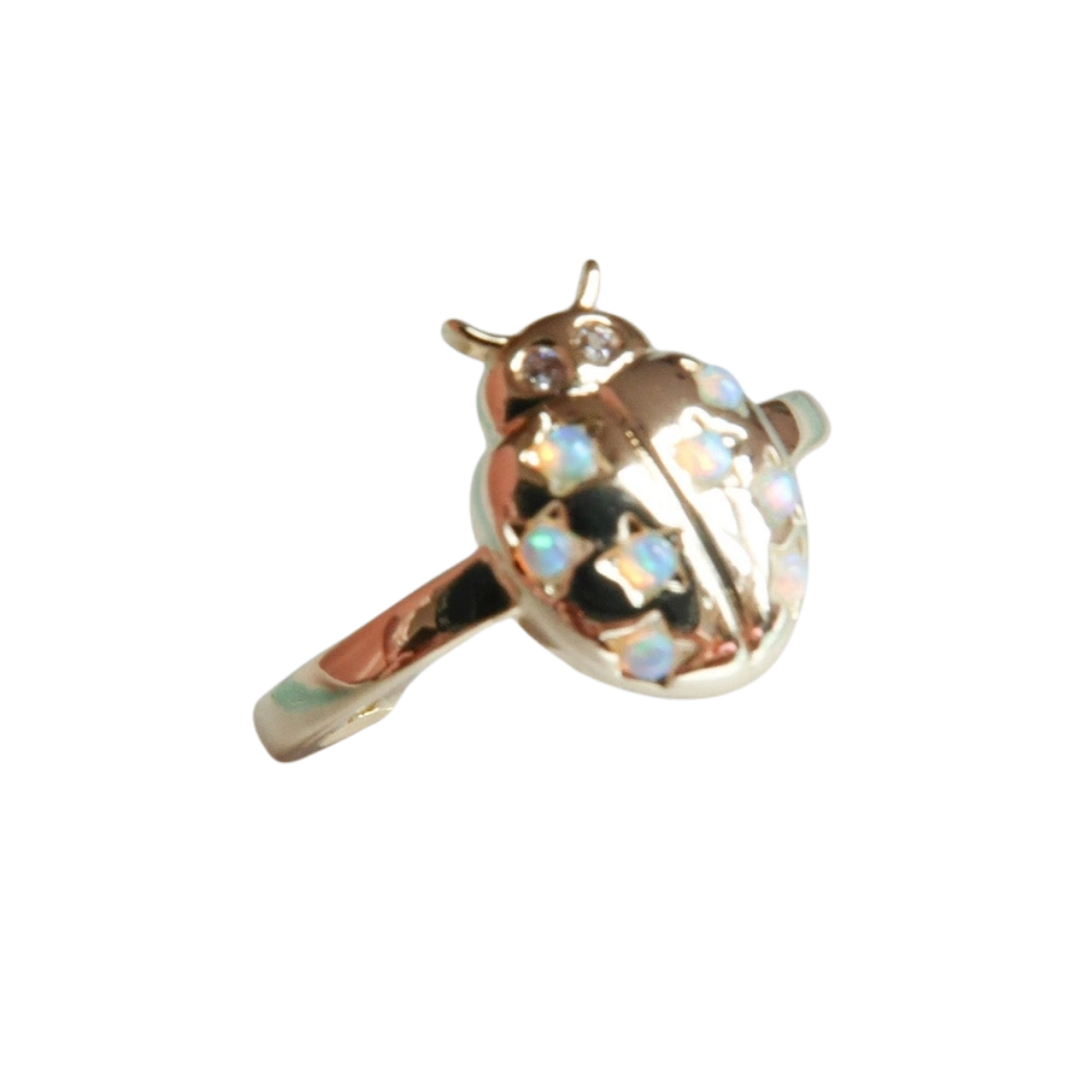 Adjustable Good Things Coming Ladybug Ring
