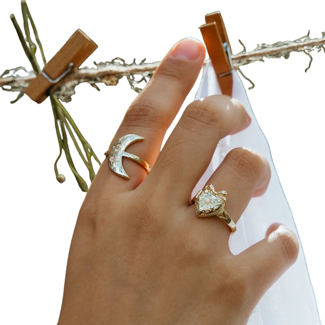 Adjustable Gold Moonstuck Ring