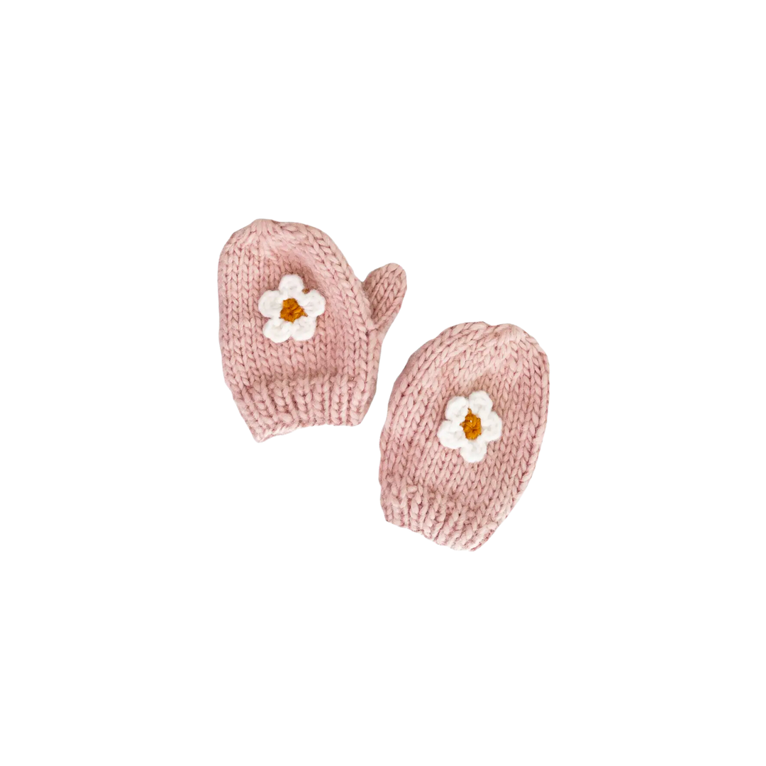 Kid & Baby Flower Mittens, Blush