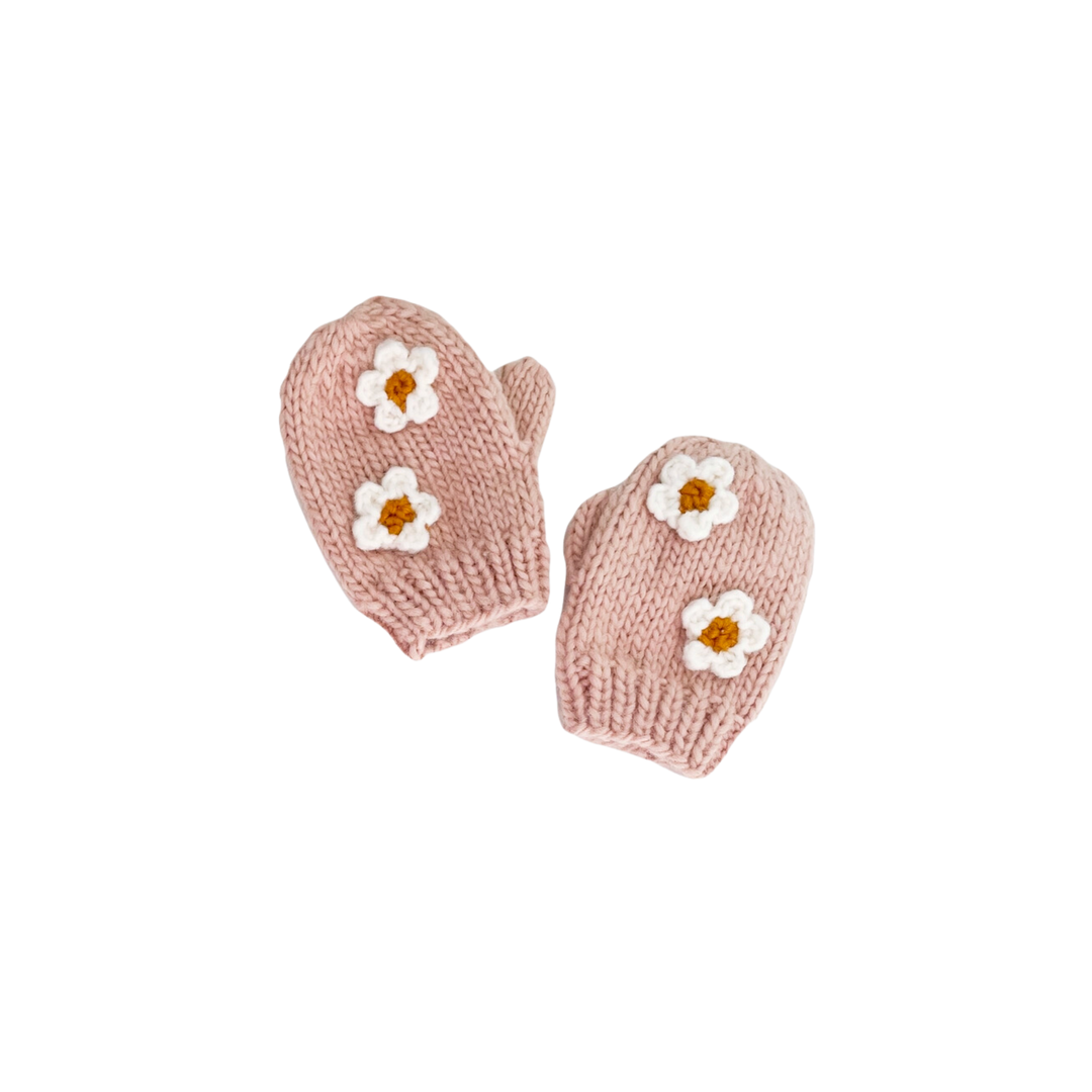 Kid & Baby Flower Mittens, Blush