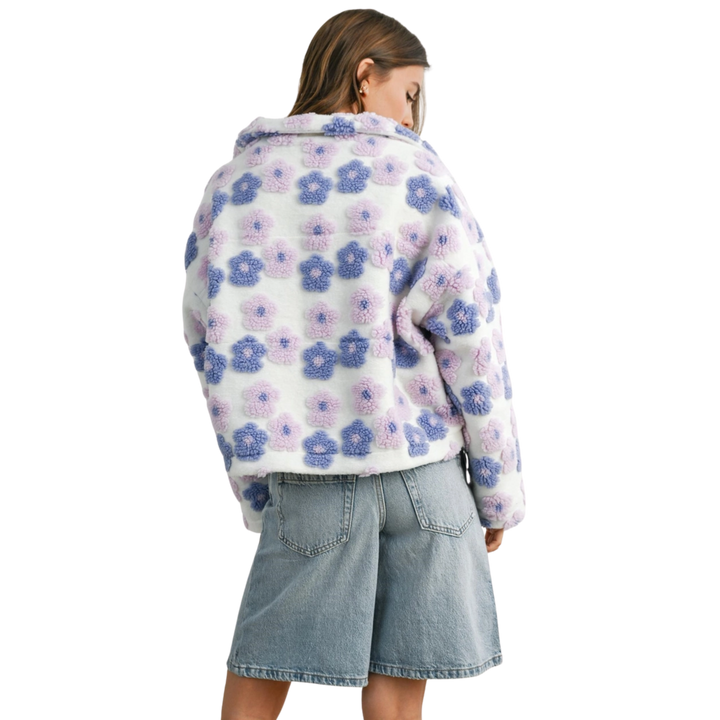 Collard Floral Zip-Front Jacket