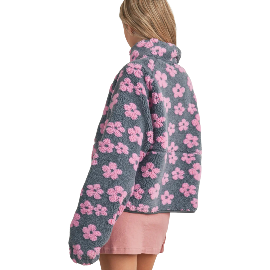 Daisy Flower Pattern Fleece Sherpa