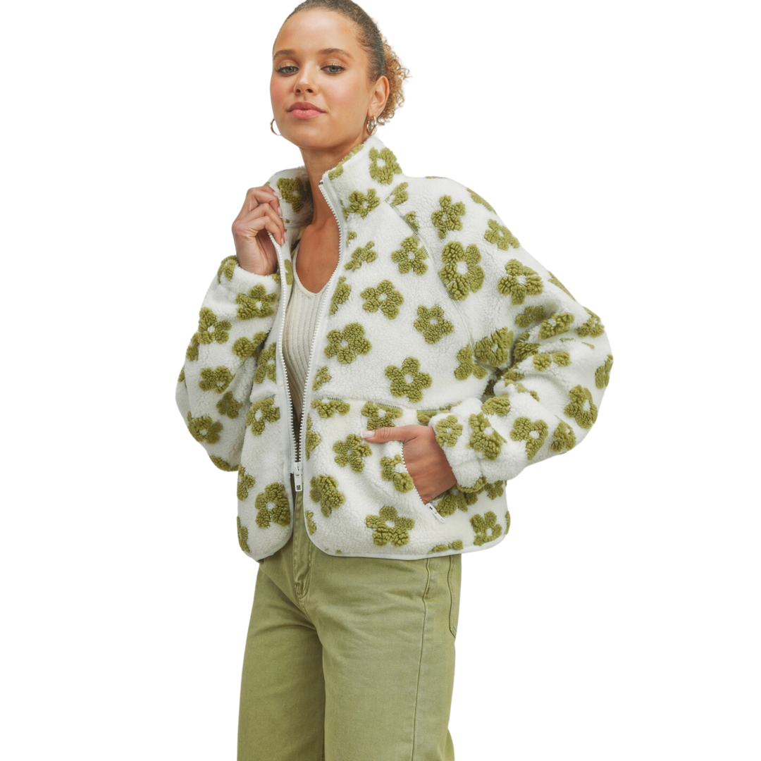 Daisy Flower Pattern Fleece Sherpa