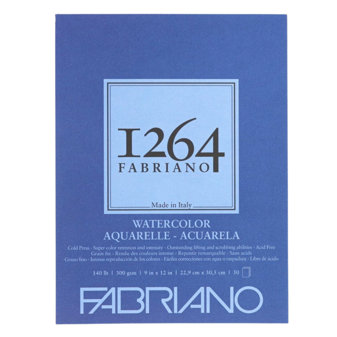 Fabriano 1264 Watercolor Pad Glue Bound — 9 × 12 in