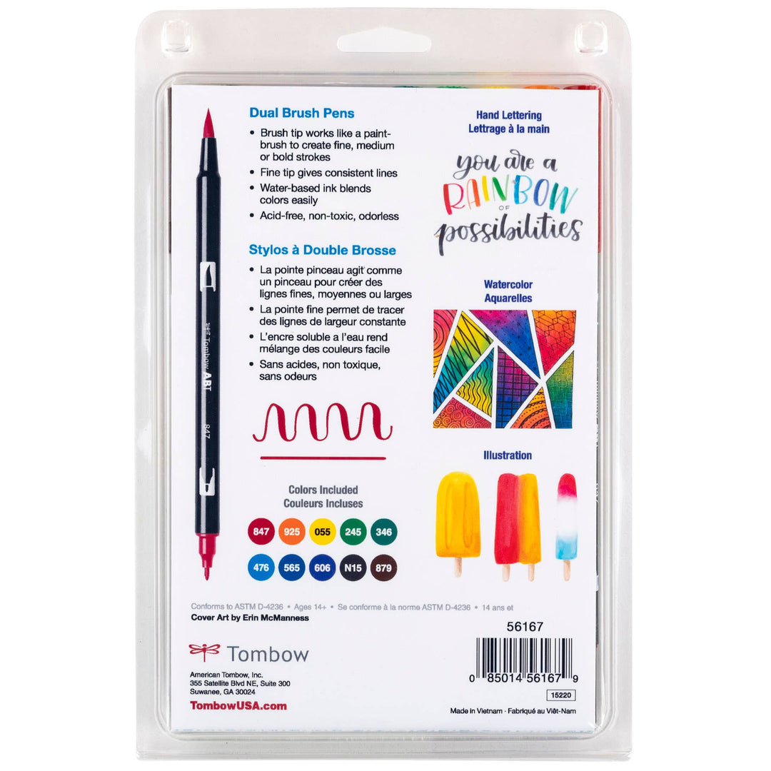 Dual Brush Pen Art Markers: Primary - 10-Pack