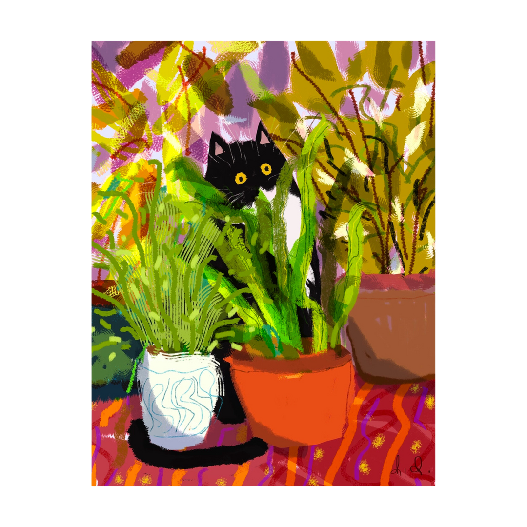Plant Baby Cat Art Print