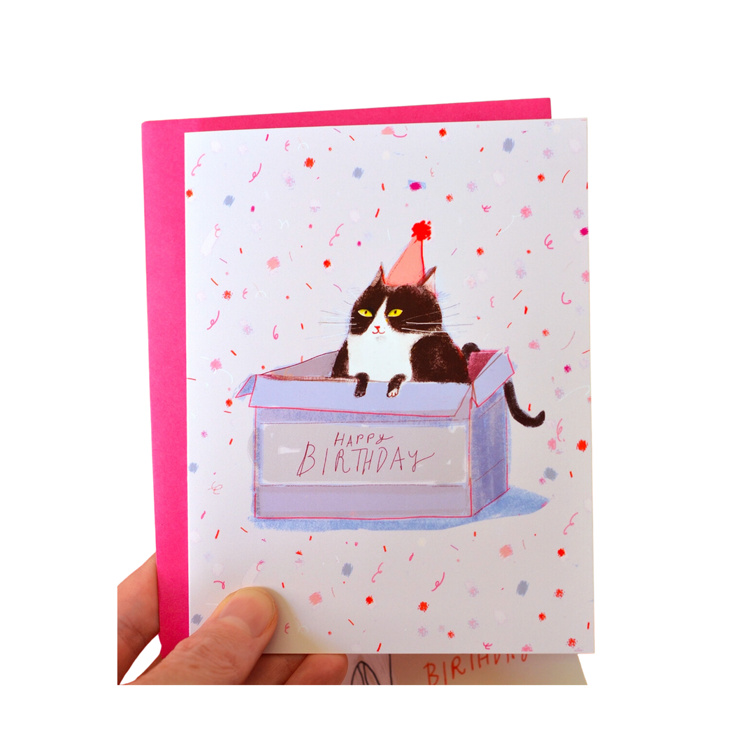 Birthday Box Cat Card