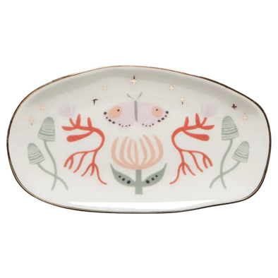 Far and Away Oval Shaped Ceramic Trinket Tray