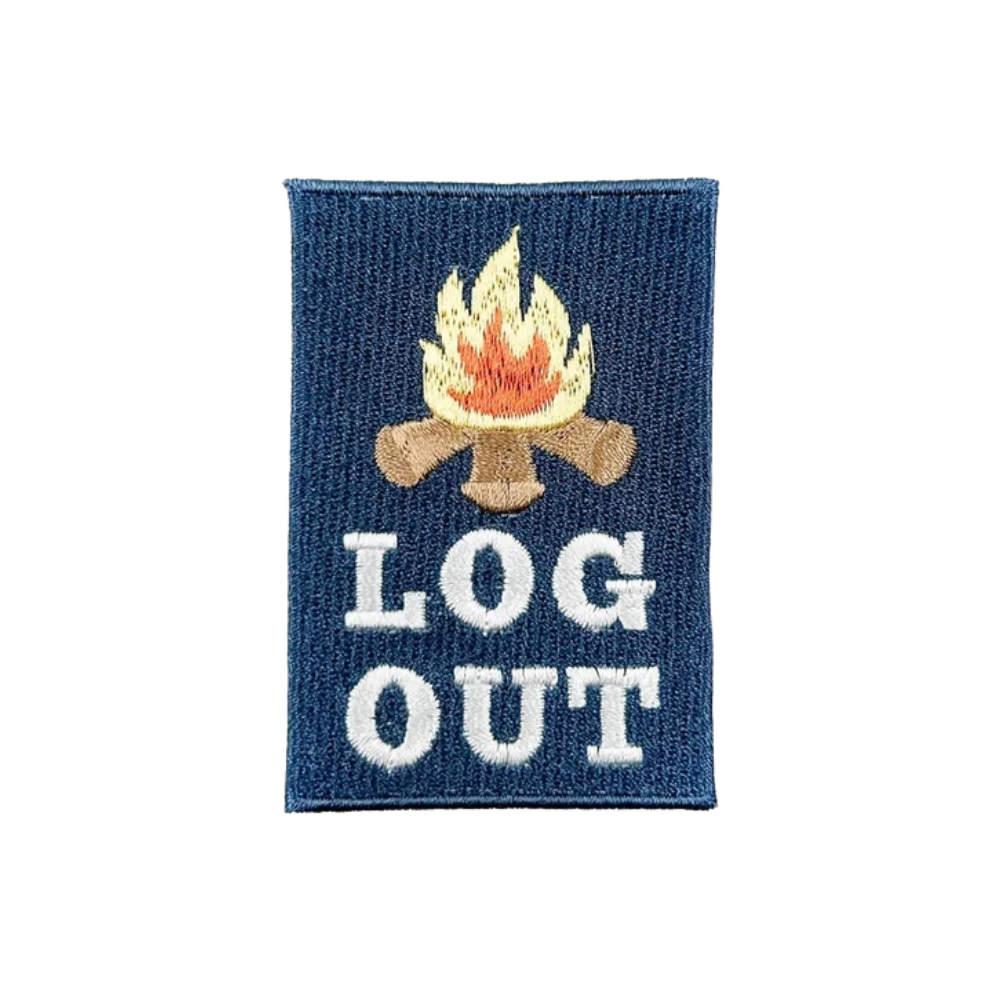 Log Out Embroidered Iron-On Patch