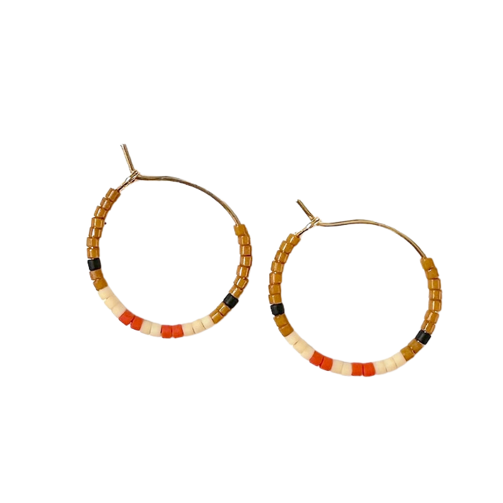 Mini Tondo Hoops - Japanese Glass Beaded Hoops