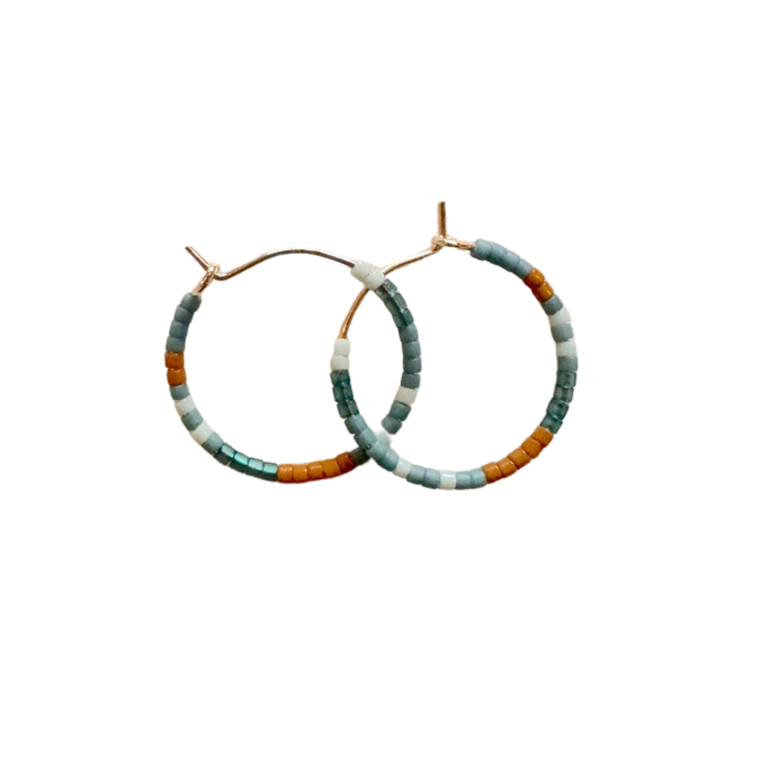 Mini Tondo Hoops - Japanese Glass Beaded Hoops