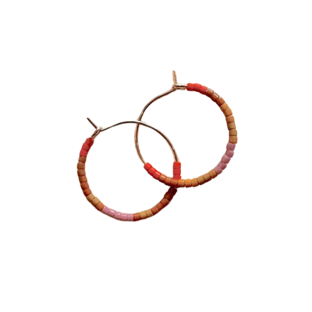 Mini Tondo Hoops - Japanese Glass Beaded Hoops