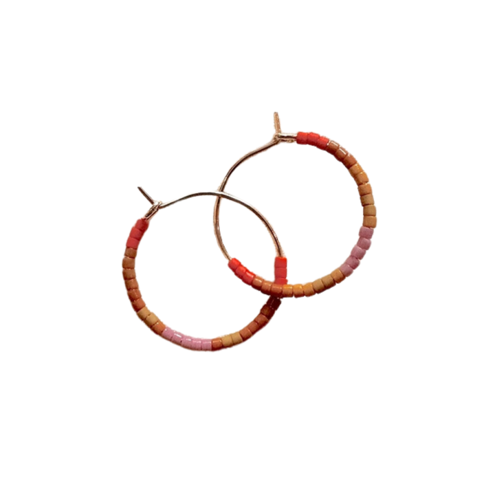 Mini Tondo Hoops - Japanese Glass Beaded Hoops