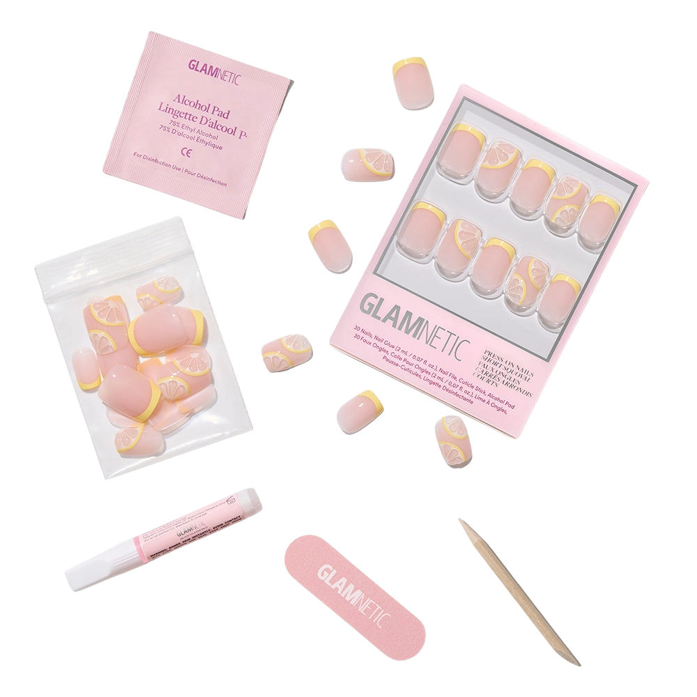 Limonata French Tip Short Squoval Press-On Nails