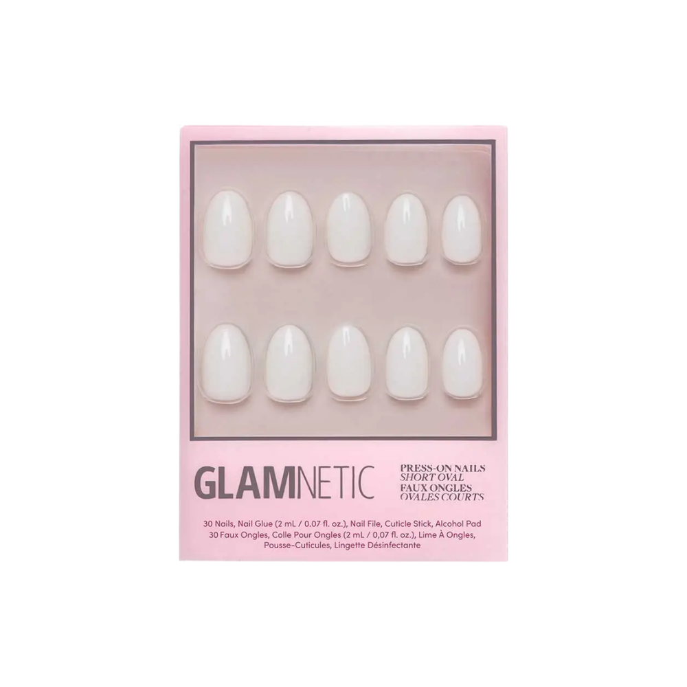 White Swan Short Oval Press On Nails