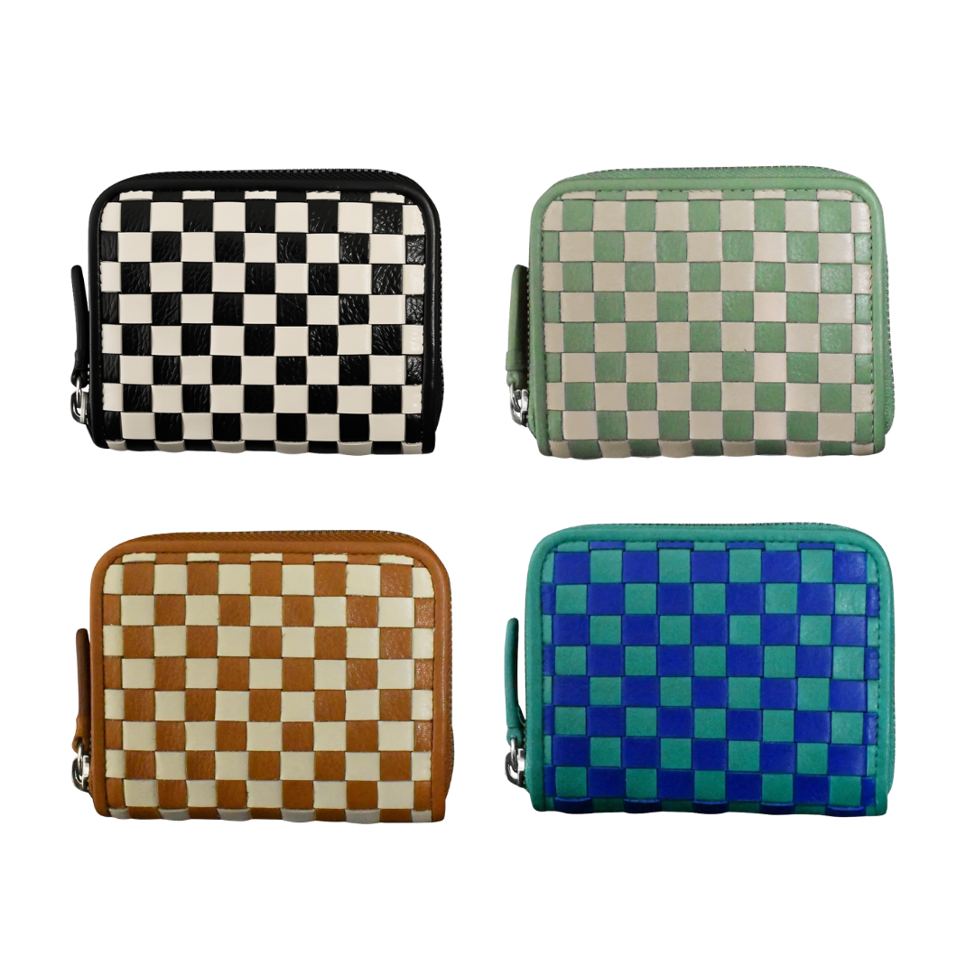 Checkerboard Zip Around Wallet