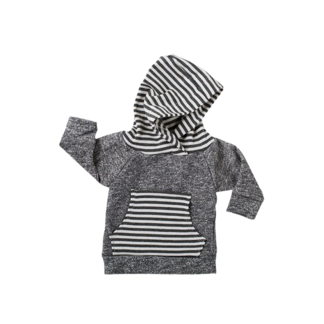 Dark Grey Stripe Kids / Baby Hoodie