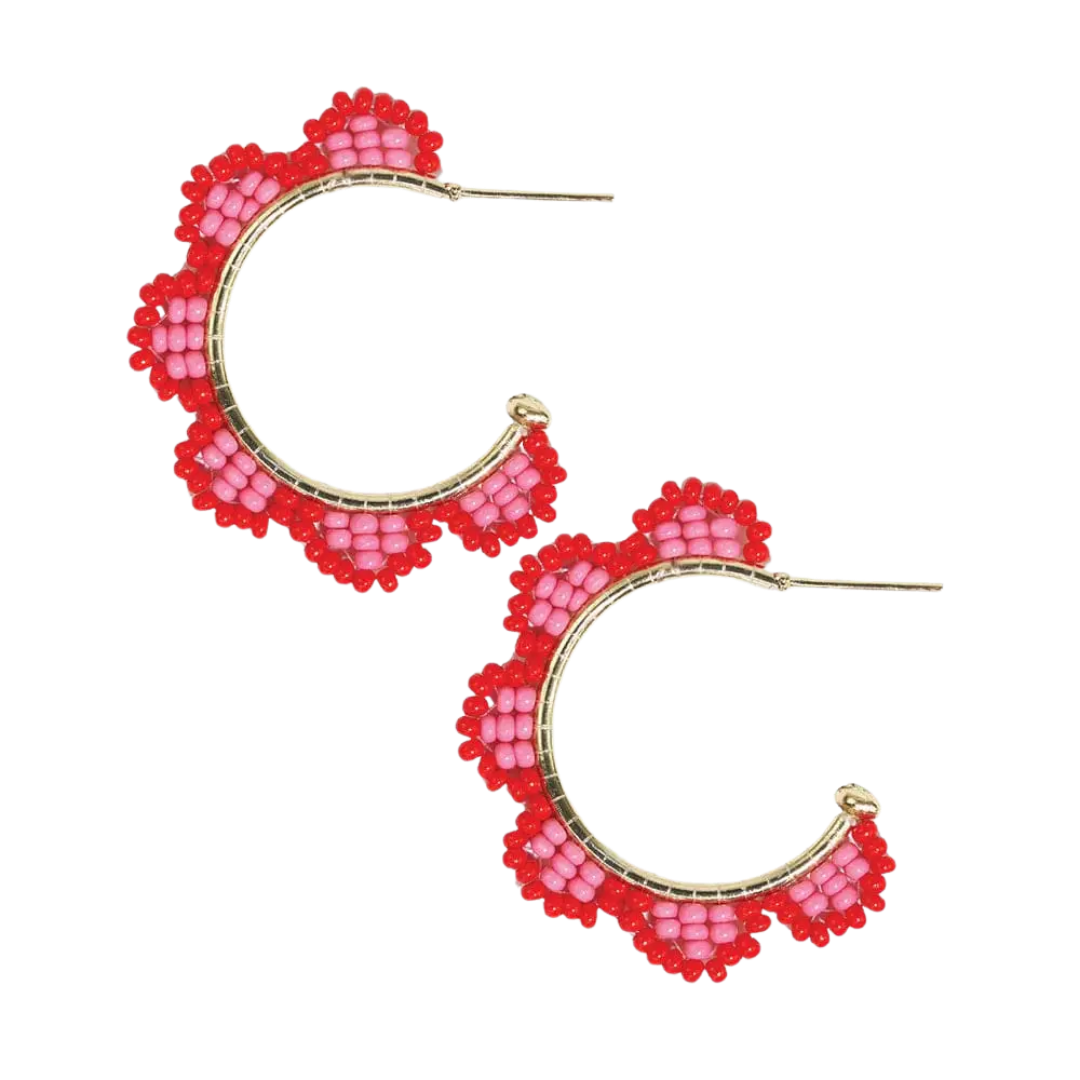 Luna Beaded Scallop Gold Hoop