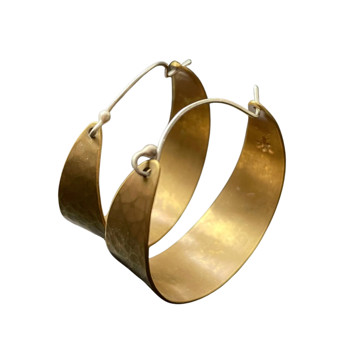 Wide Brass Hoops - Medium