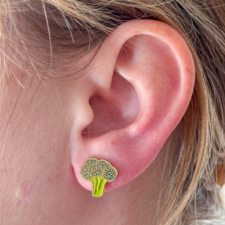 Broccoli Enamel Earrings