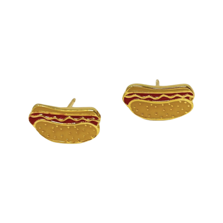 Hot Dog Enamel Earrings