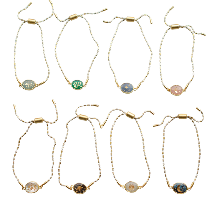 Gemstone Pull Tie Bracelets