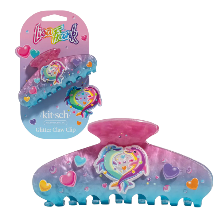 Lisa Frank x Kitsch Glitter Claw Clip - Dancing Dolphins