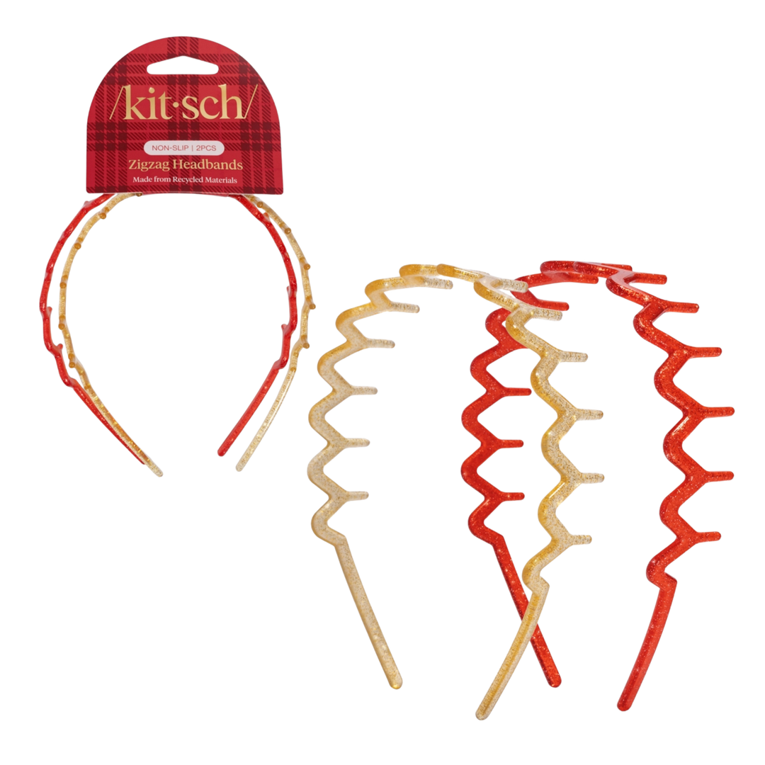 Holiday Recycled Plastic Zigzag Headbands 2pc Set
